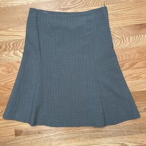 Vintage GAP Business Casual Gray Wool Midi Skirt with Subtle White Stripes